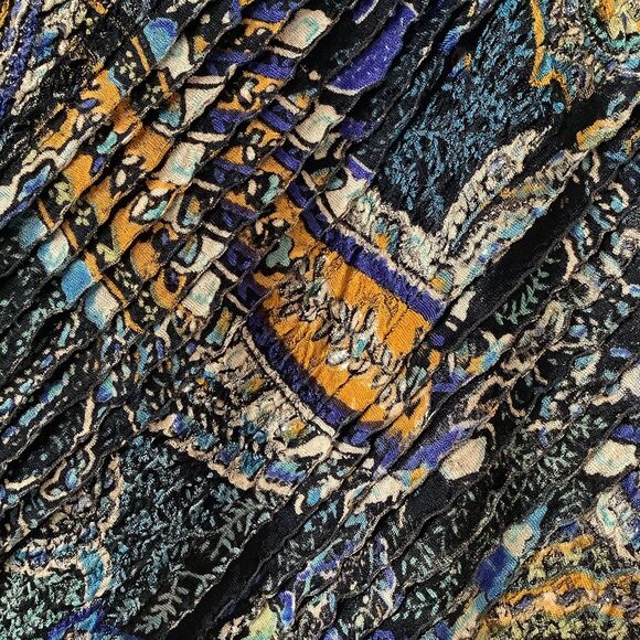 Choices Whimsigoth Boho Hippie Dark Paisley Ruffle Stretchy Midi Fairy Skirt PL - Picture 12 of 12